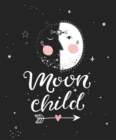 Poster bambino luna. vettore