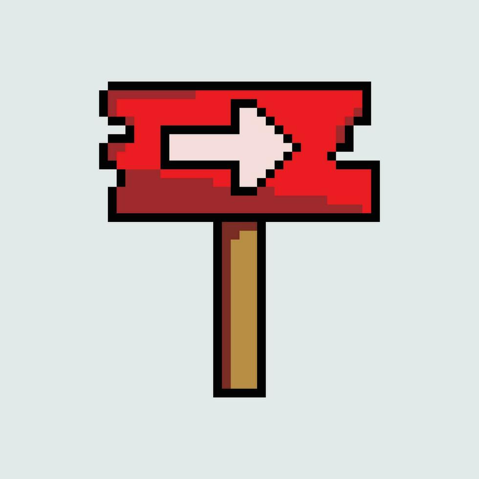 pixel arte cartello con freccia puntamento per il giusto vettore