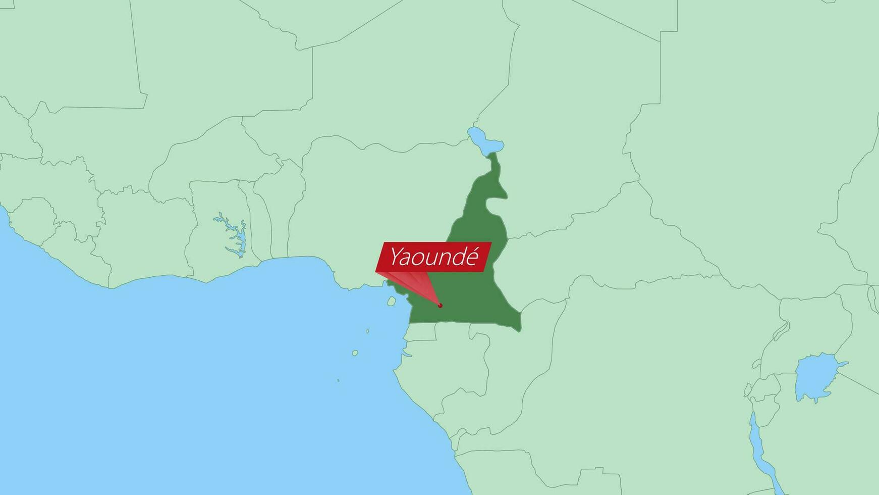 carta geografica di camerun con perno di nazione capitale. vettore