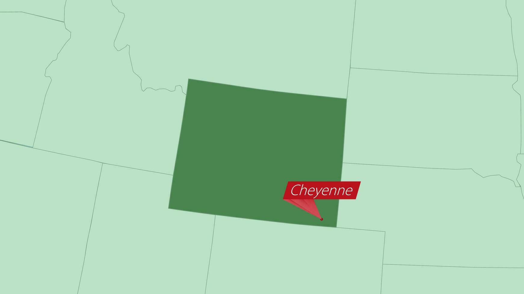 carta geografica di Wyoming con perno di nazione capitale. vettore