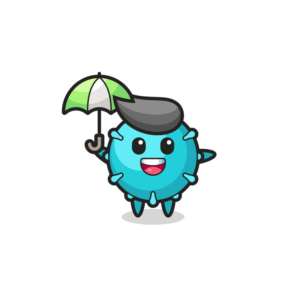 simpatica illustrazione di virus con in mano un ombrello vettore