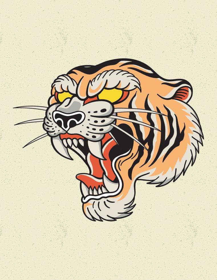 logo del tatuaggio della tigre vecchia scuola vettore