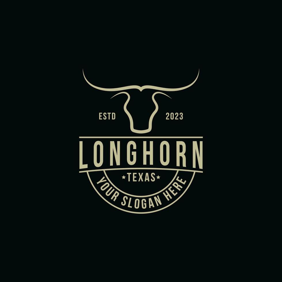 Vintage ▾ retrò stile Texas Longhorn logo design idee vettore