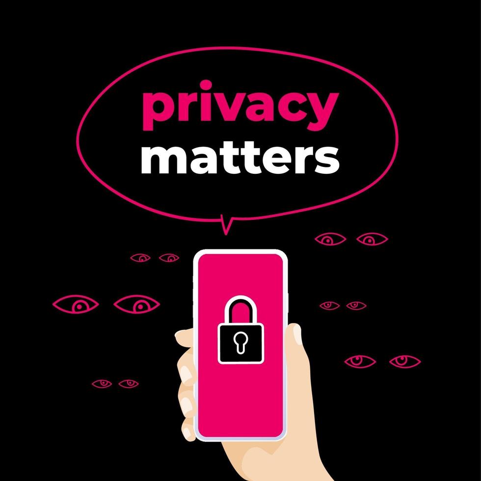 questioni di privacy. smartphone e concetto di privacy. vettore