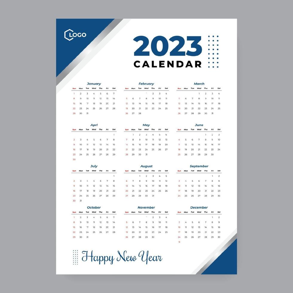 Modello di calendario 2023 vettore