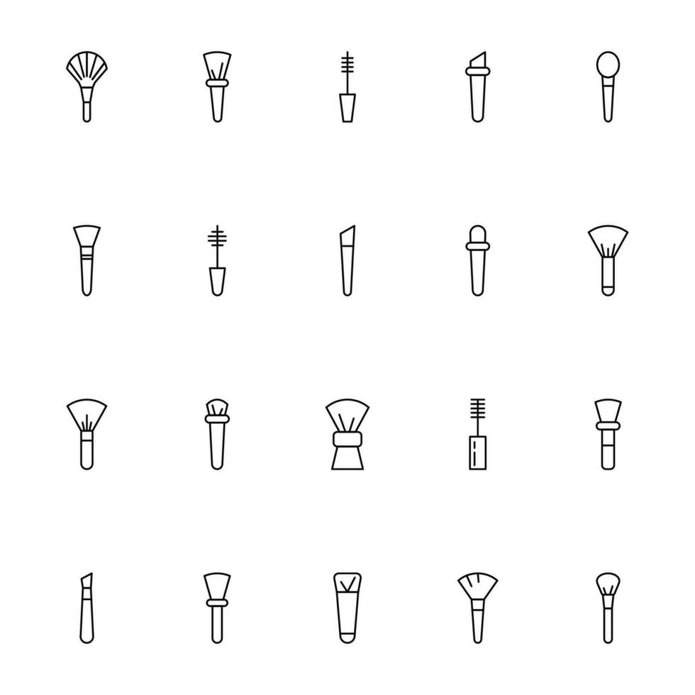 trucco spazzola vettore icone collezione. adatto per libri, I negozi, negozi. modificabile ictus nel minimalista schema stile. simbolo per design