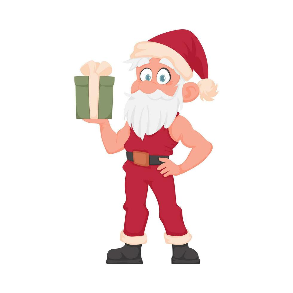 Santa Claus con un' grande bianca barba nel un' rosso nuovo anni completo da uomo. cartone animato stile vettore