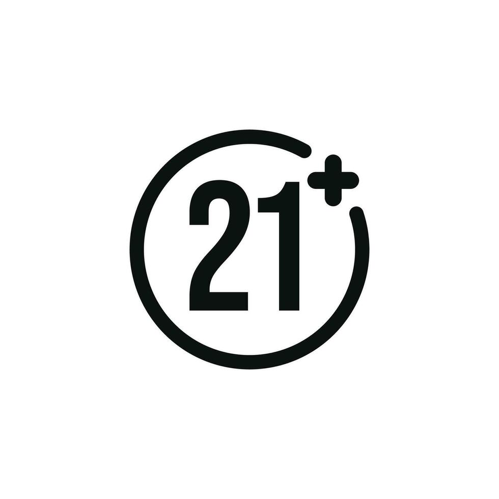 21 più icona isolato su bianca sfondo vettore