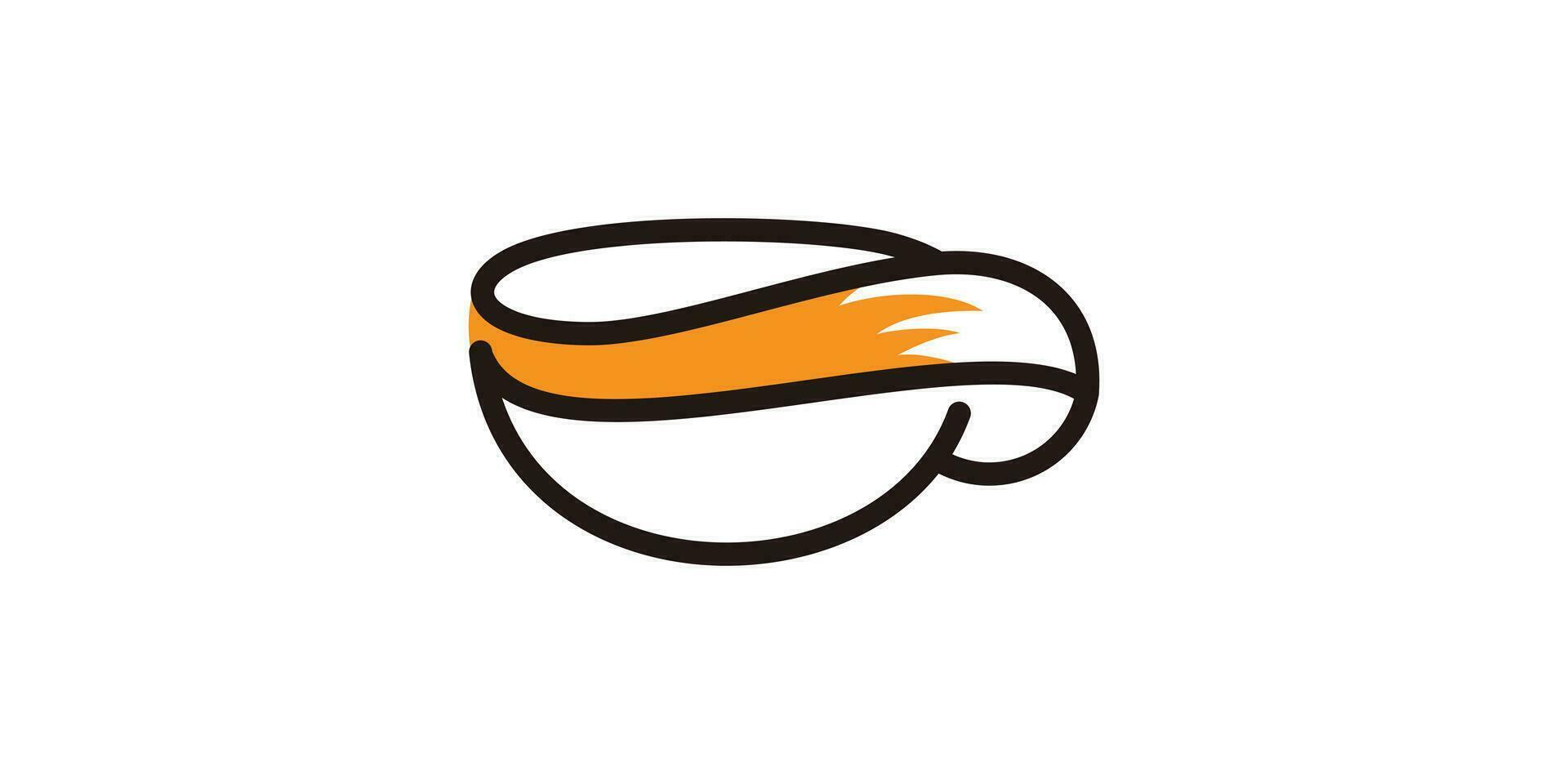 il logo design è un' combinazione di il forma di un' caffè tazza con un' Volpe fatto nel un' minimalista linea e astratto stile. vettore