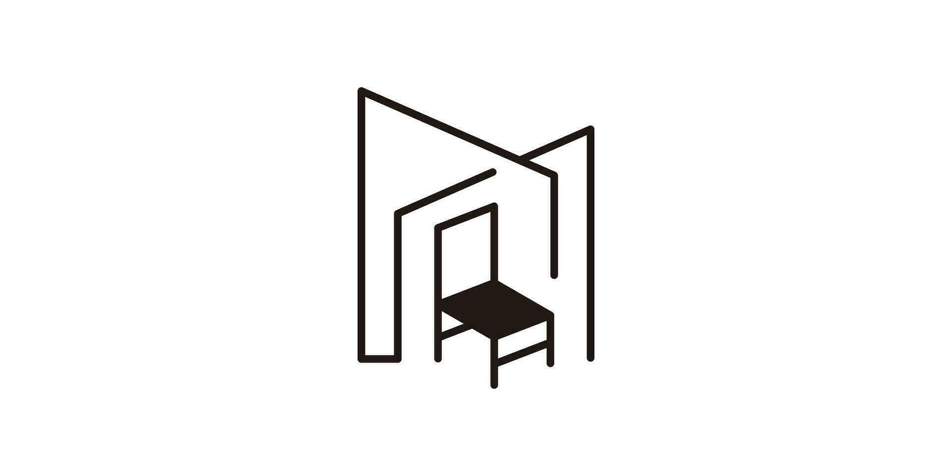 interno mobilia design logo fatto nel un' minimalista linea stile. vettore