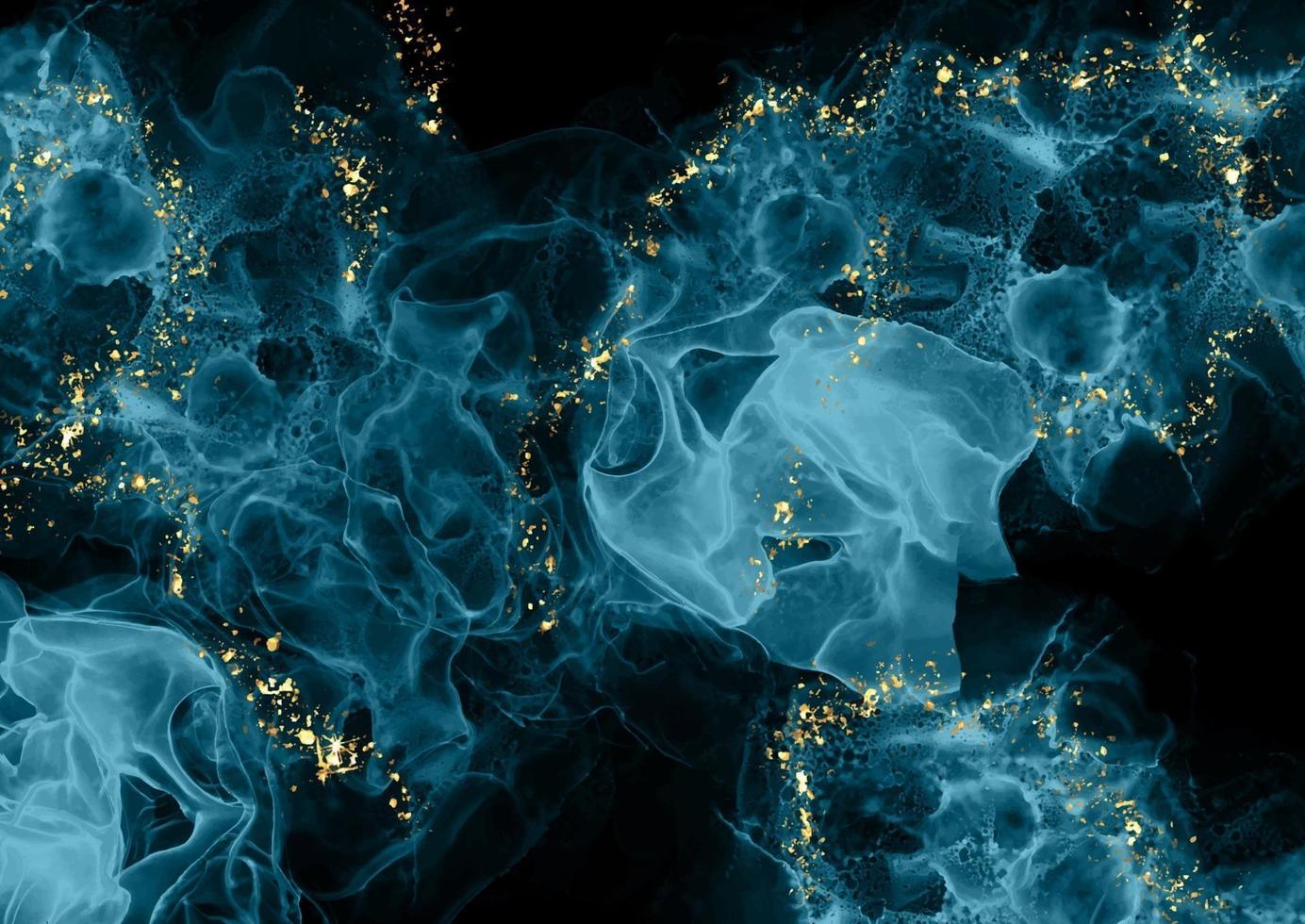 sfondo astratto inchiostro alcolico con elementi dorati scintillanti 2508 vettore