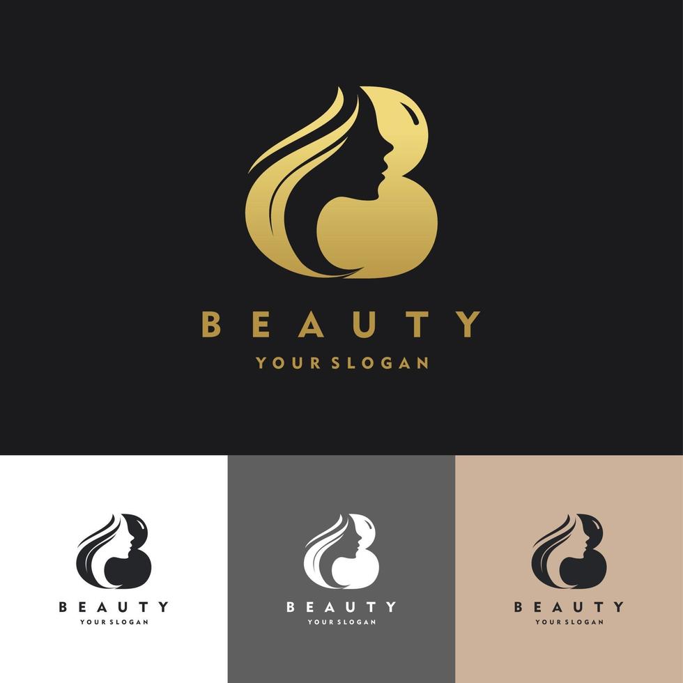 lettera b lusso salone di bellezza logo set illustrazione disegno vettoriale