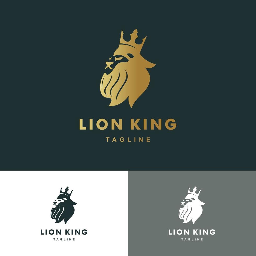 logo leone mascotte con colore oro, set di icone illustrazione grafica vettoriale