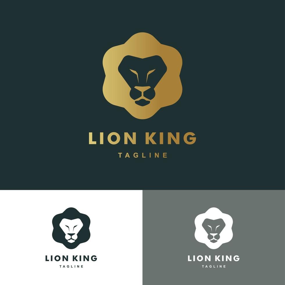 logo leone mascotte con colore oro, set di icone illustrazione grafica vettoriale