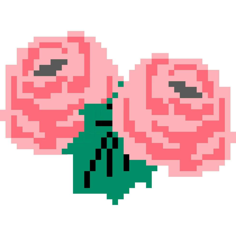 fiore cartone animato icona nel pixel stile vettore