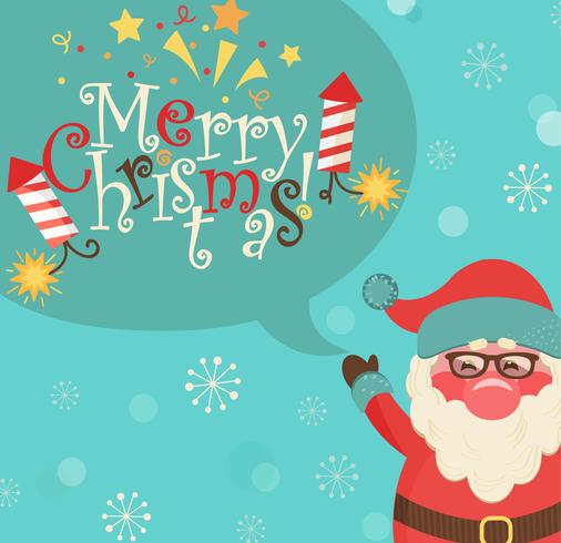 Babbo Natale e bolla con lettering. vettore