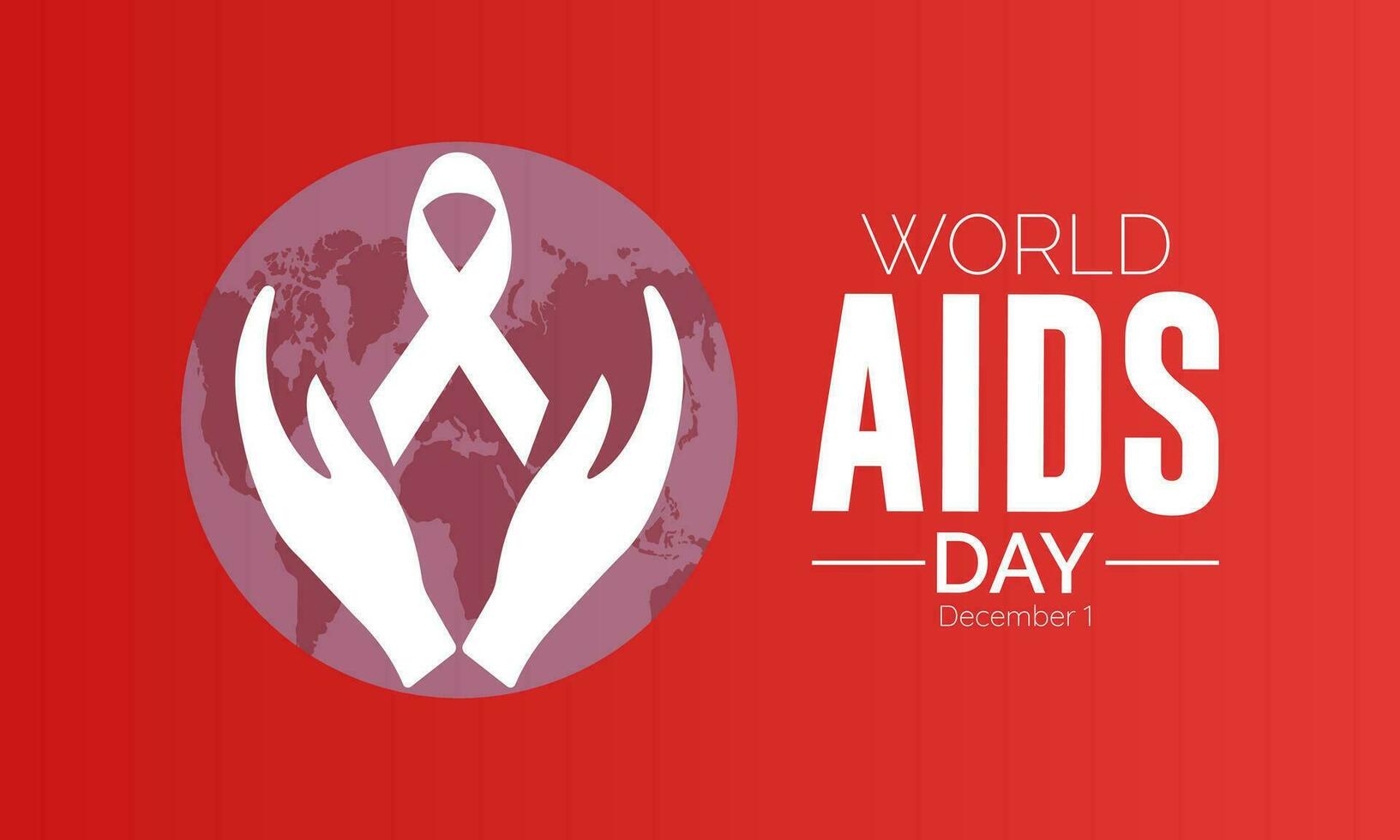 mondo AIDS giorno consapevolezza sfondo rosso bandiera nastro e globale supporto vettore illustrazione. sfondo, striscione, carta, manifesto design.