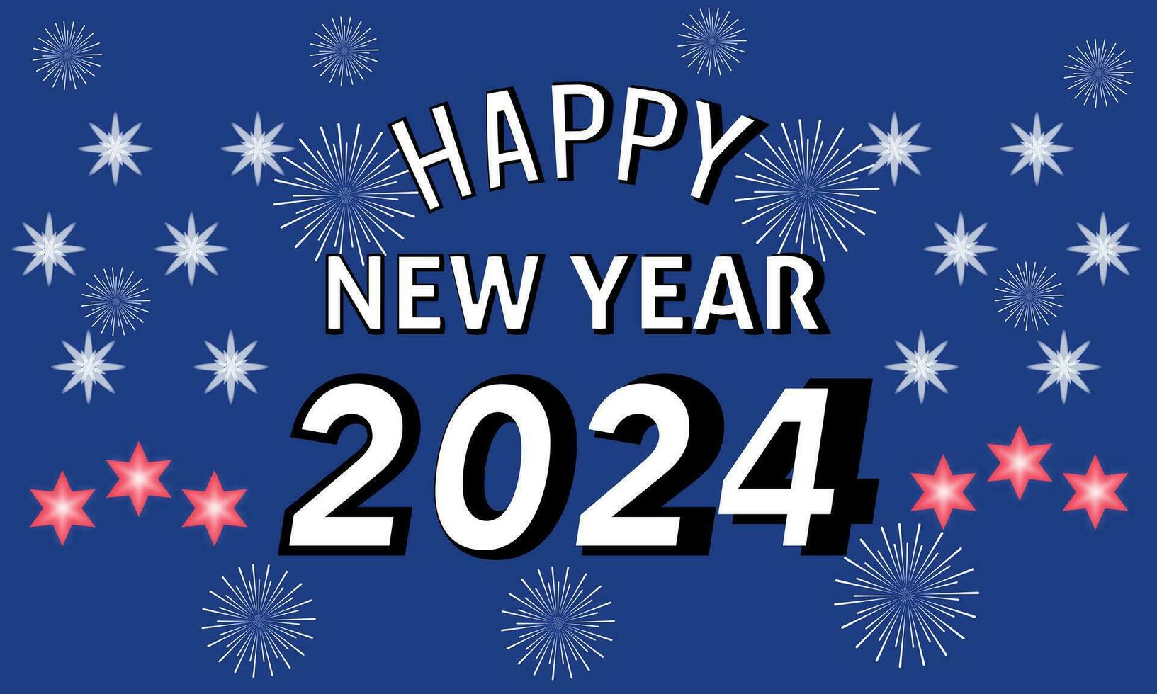 nuovo anni vigilia 2024 conto alla rovescia celebrazione e festa concetto con fuochi d'artificio, Champagne, e festivo divertimento. vacanza saluto carta, sfondo, striscione, carta, manifesto design. vettore