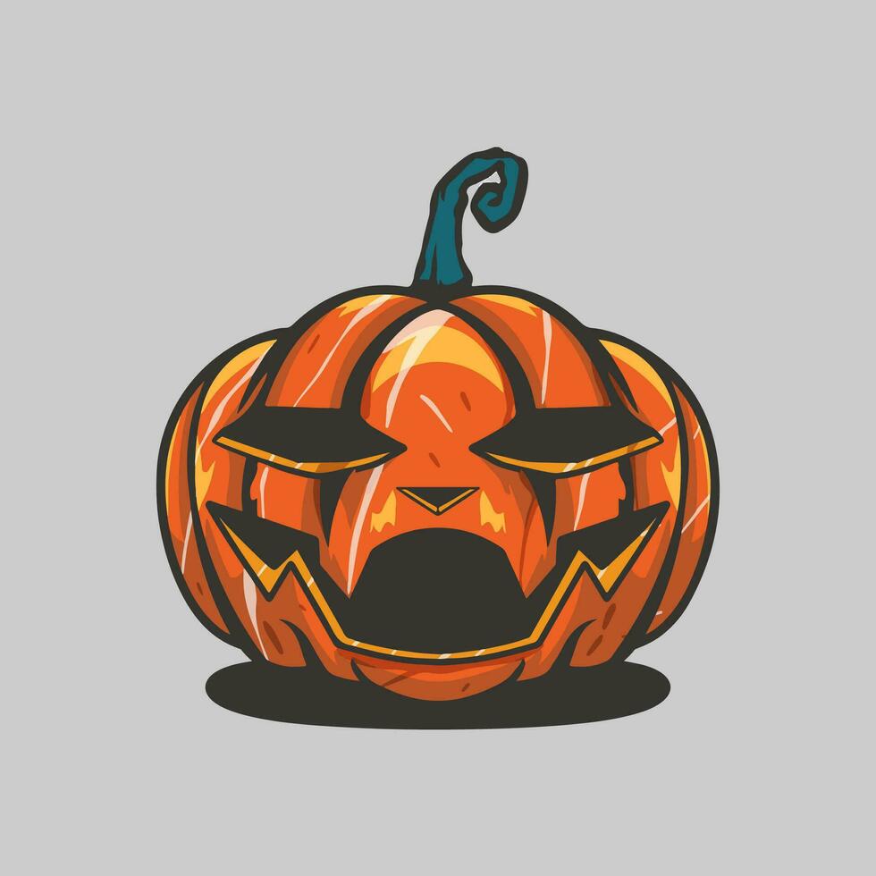 eccezionale e ultimo trend zucca logo per Halloween Festival. logo personaggio illustrazione con unico e straordinario design stile vettore