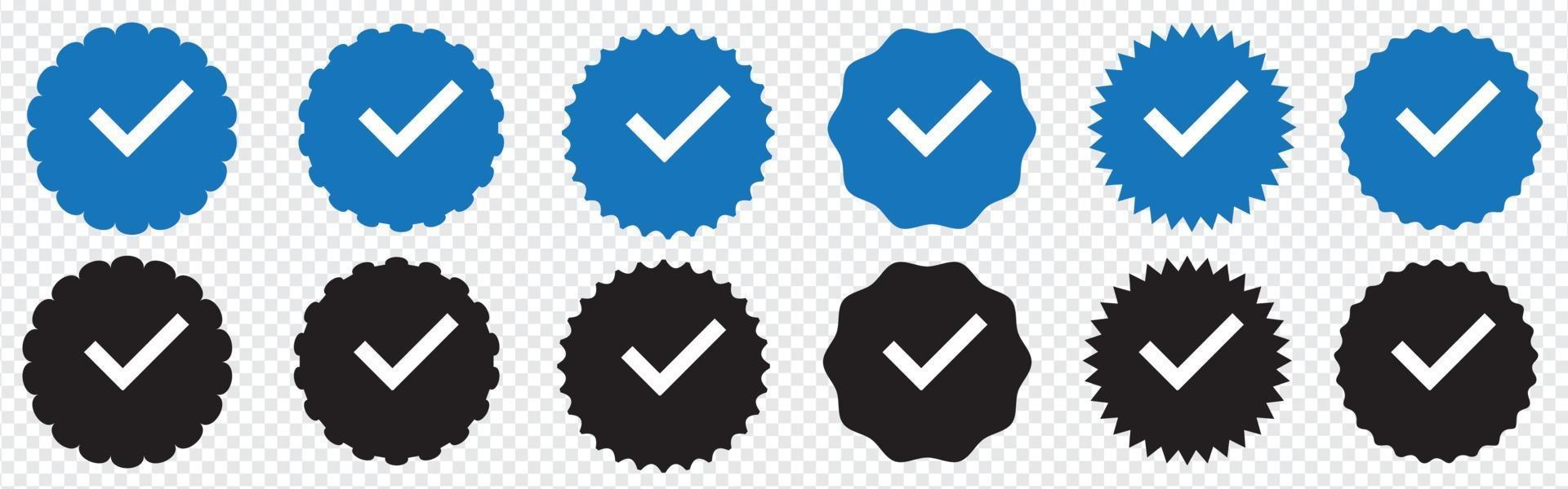 set di profili badge verificato. distintivo verificato da instagram. social media vettore