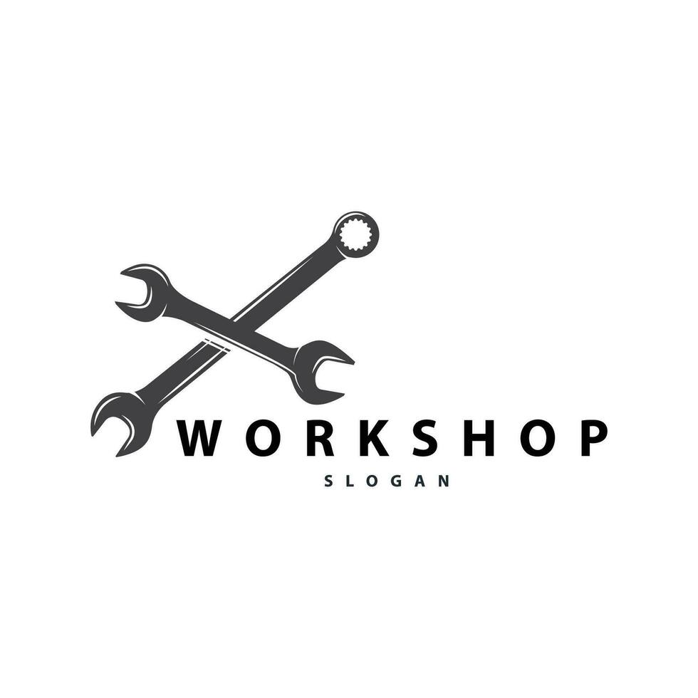 riparazione laboratorio logo, semplice chiave e Ingranaggio design per un' semplice veicolo riparazione attività commerciale, vettore templet illustrazione