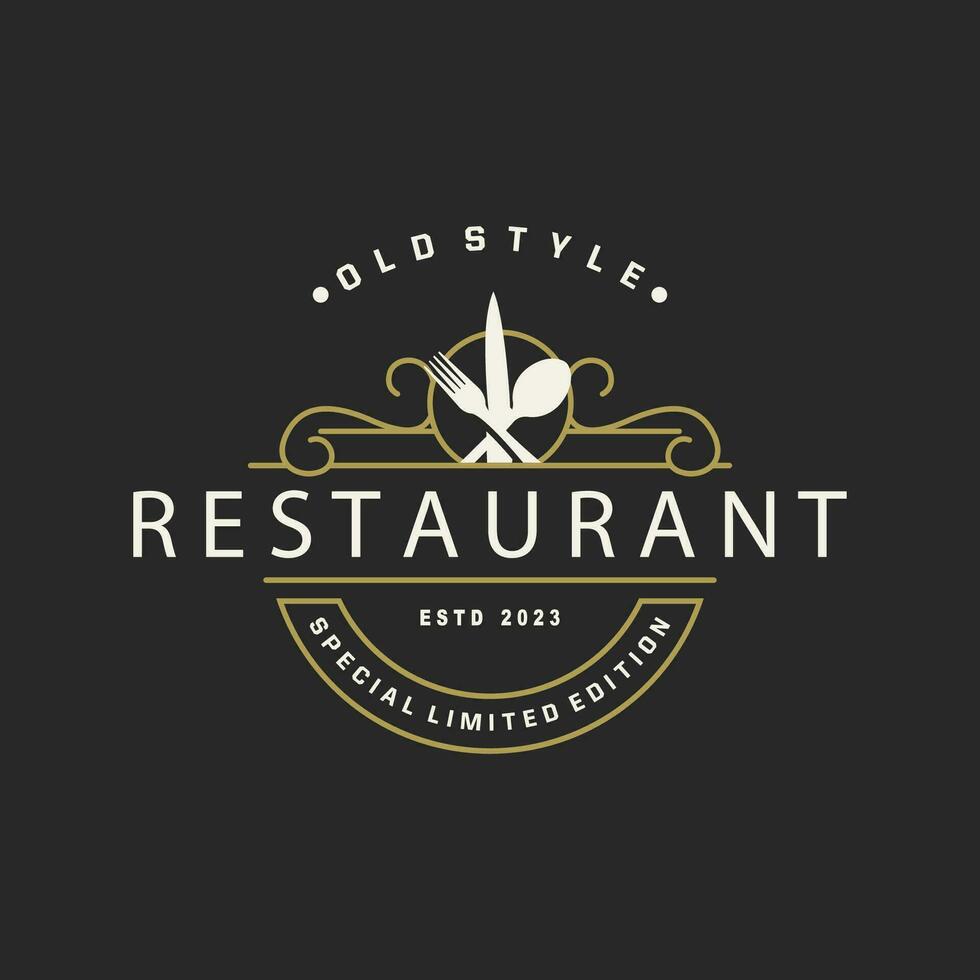 ristorante logo, Vintage ▾ retrò attività commerciale tipografia design per cibo, bar, sbarra, ristorante, semplice templet illustrazione vettore