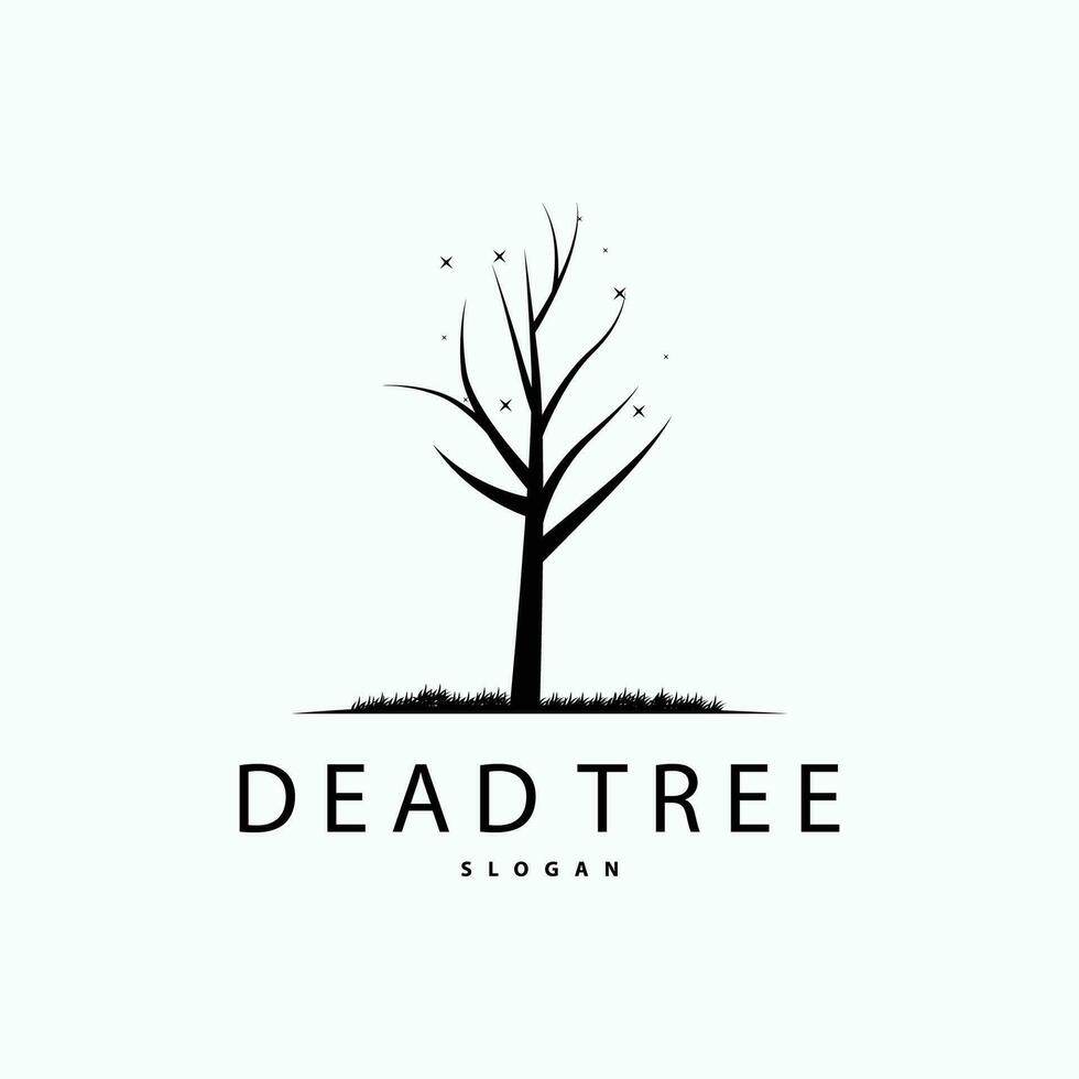asciutto albero logo, morto albero pianta design vettore silhouette illustrazione modello