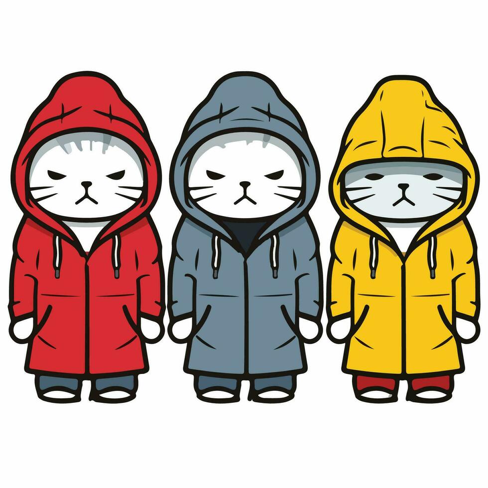 triste pianto gatti indossare giacche vettore