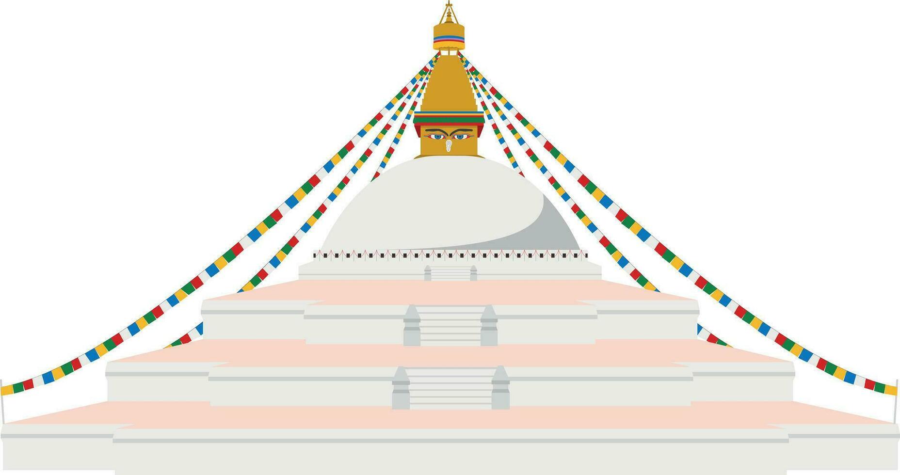 Boudhanath stupa, Katmandu, Nepal. isolato su bianca sfondo vettore illustrazione.