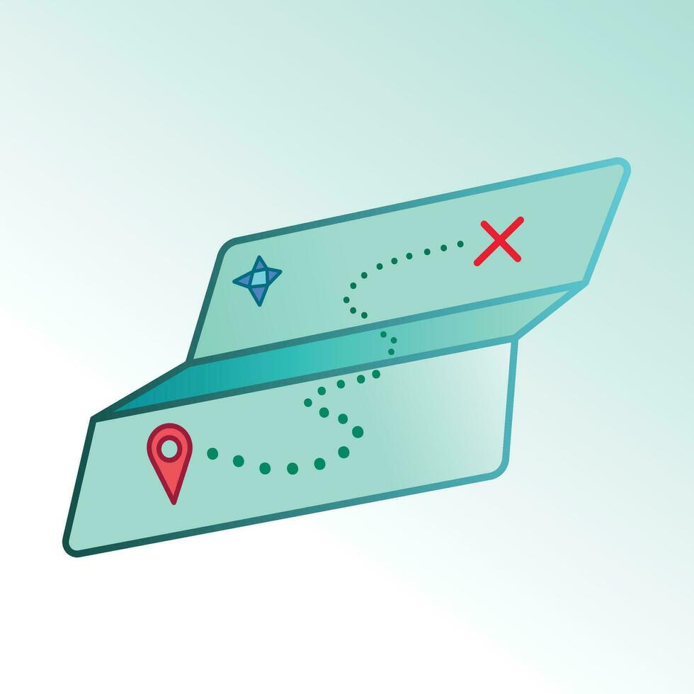blu verde turchese colorato carta carta geografica destinazione vettore icona cartello delineato isolato su pendenza piazza sfondo. semplice piatto delineato cartone animato arte styled disegno.