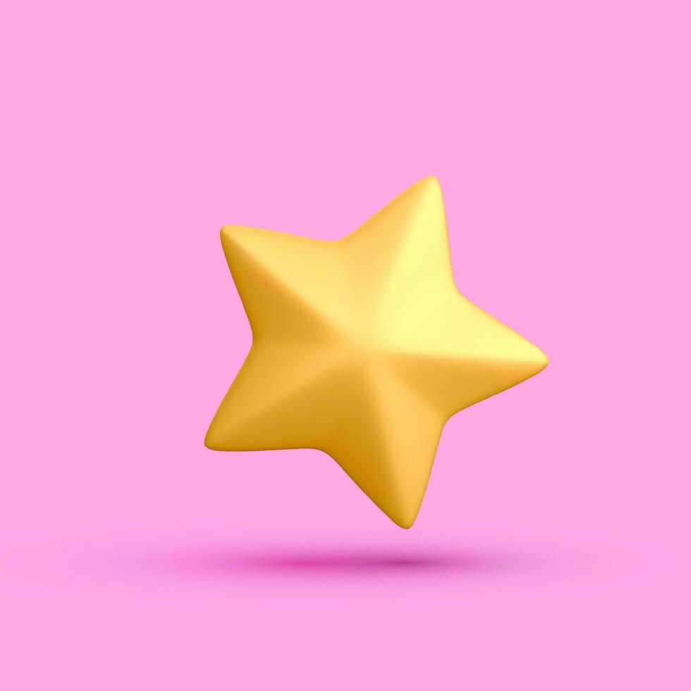 3d realistico d'oro stella icona isolato su leggero sfondo. vettore illustrazione
