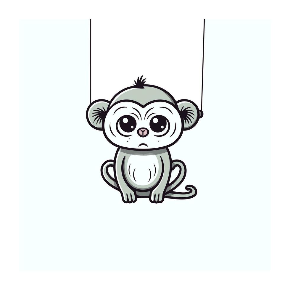 carino scimmia sospeso su un' corda. vettore illustrazione isolato su bianca sfondo.