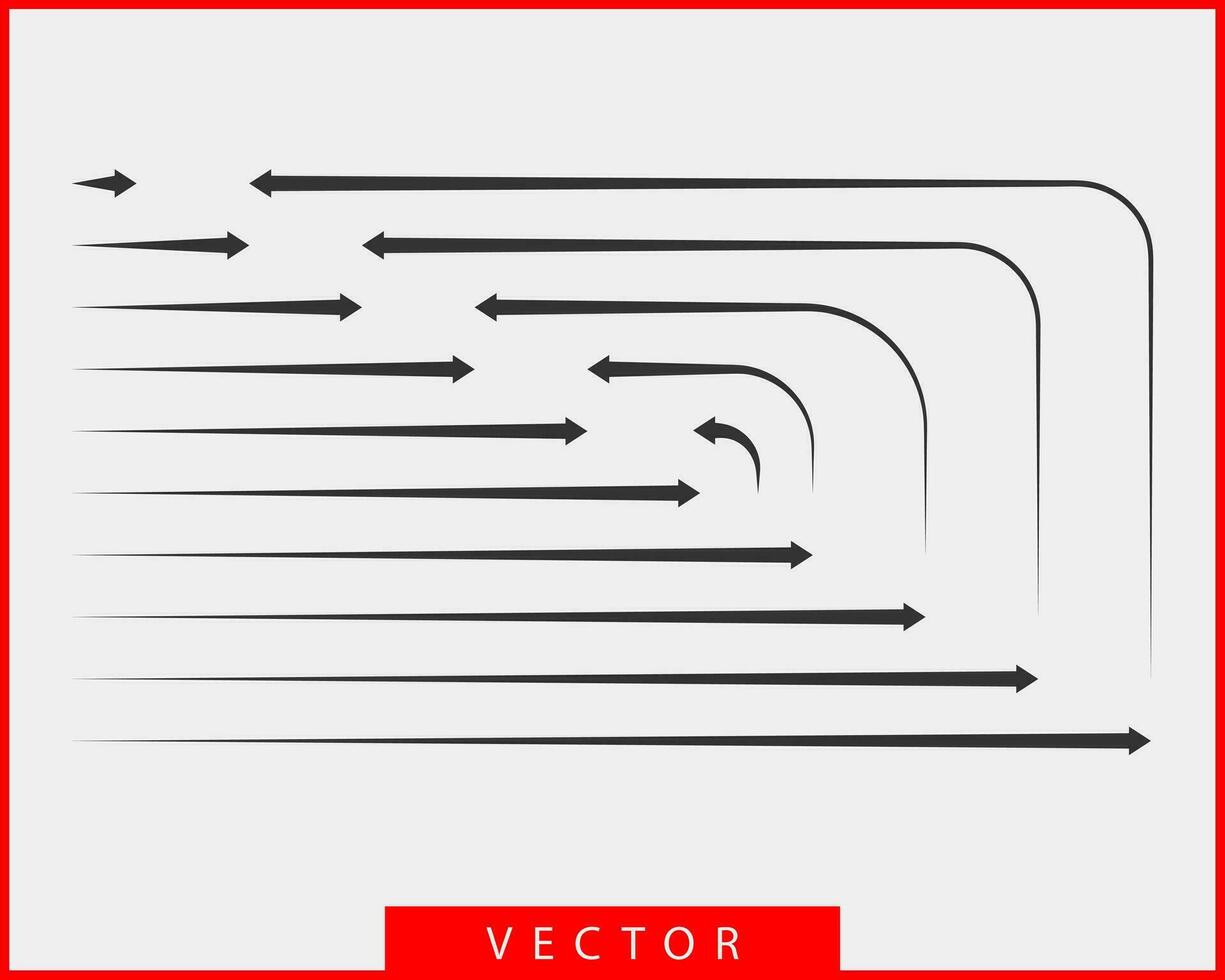 collezione frecce vettore sfondo nero e bianca simboli. diverso freccia icona impostato cerchio, su, Riccio, dritto e contorto. design elementi.