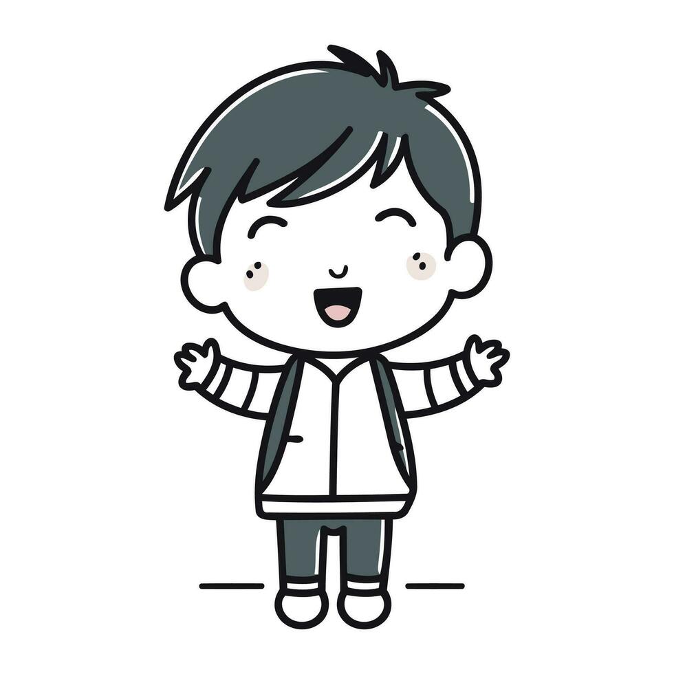 carino poco ragazzo sorridente cartone animato vettore illustrazione grafico design scarabocchio