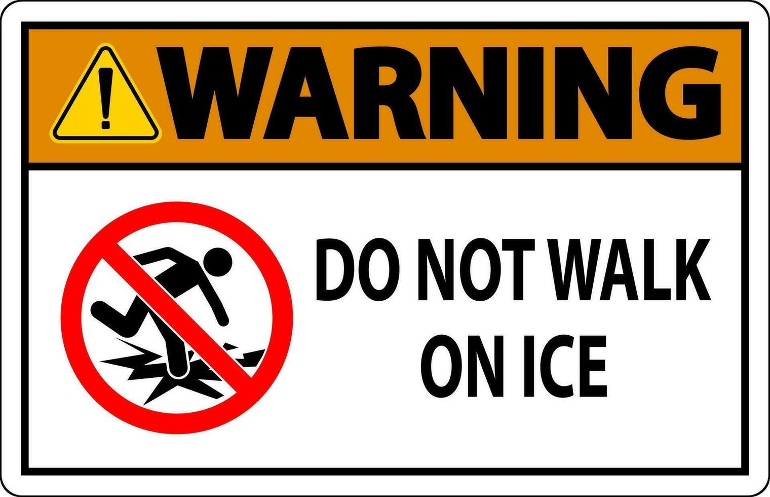 avvertimento cartello fare non camminare su ghiaccio vettore