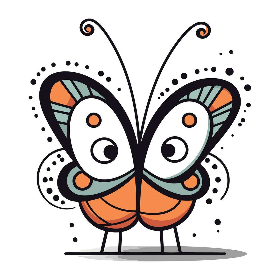 farfalla cartone animato personaggio mascotte. vettore illustrazione.
