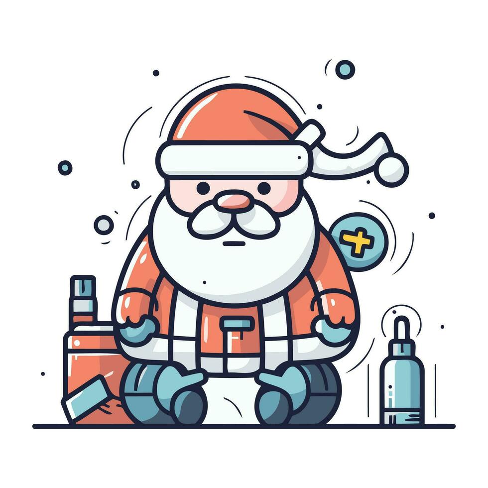 Santa Claus con un' termometro nel il suo mani. piatto vettore illustrazione.