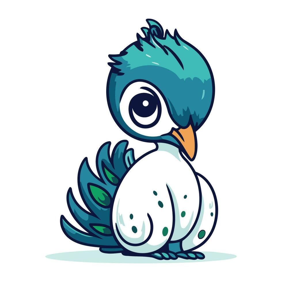 vettore cartone animato illustrazione di carino blu uccello. isolato su bianca sfondo.