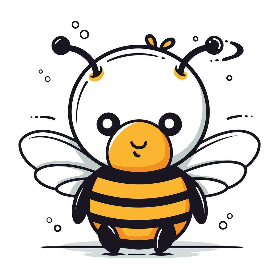 carino cartone animato ape carattere. vettore illustrazione isolato su bianca sfondo.