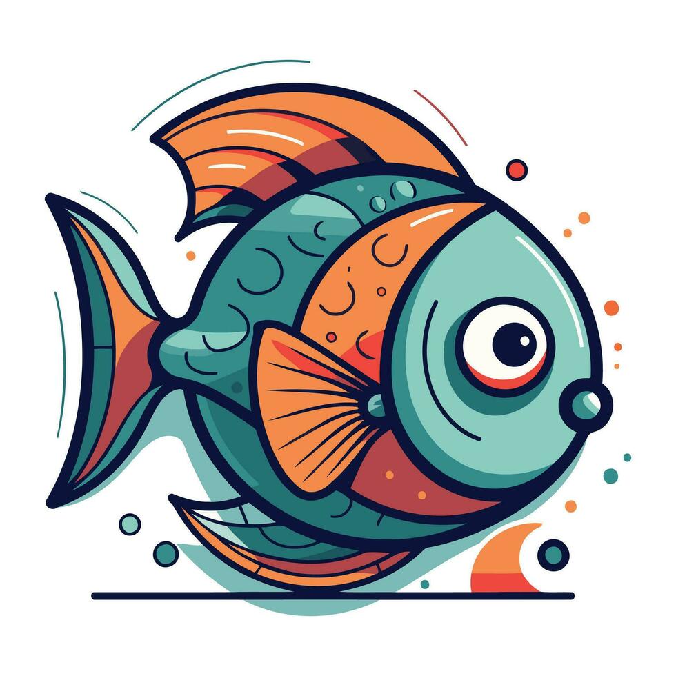 carino cartone animato pesce. vettore illustrazione. isolato su bianca sfondo.