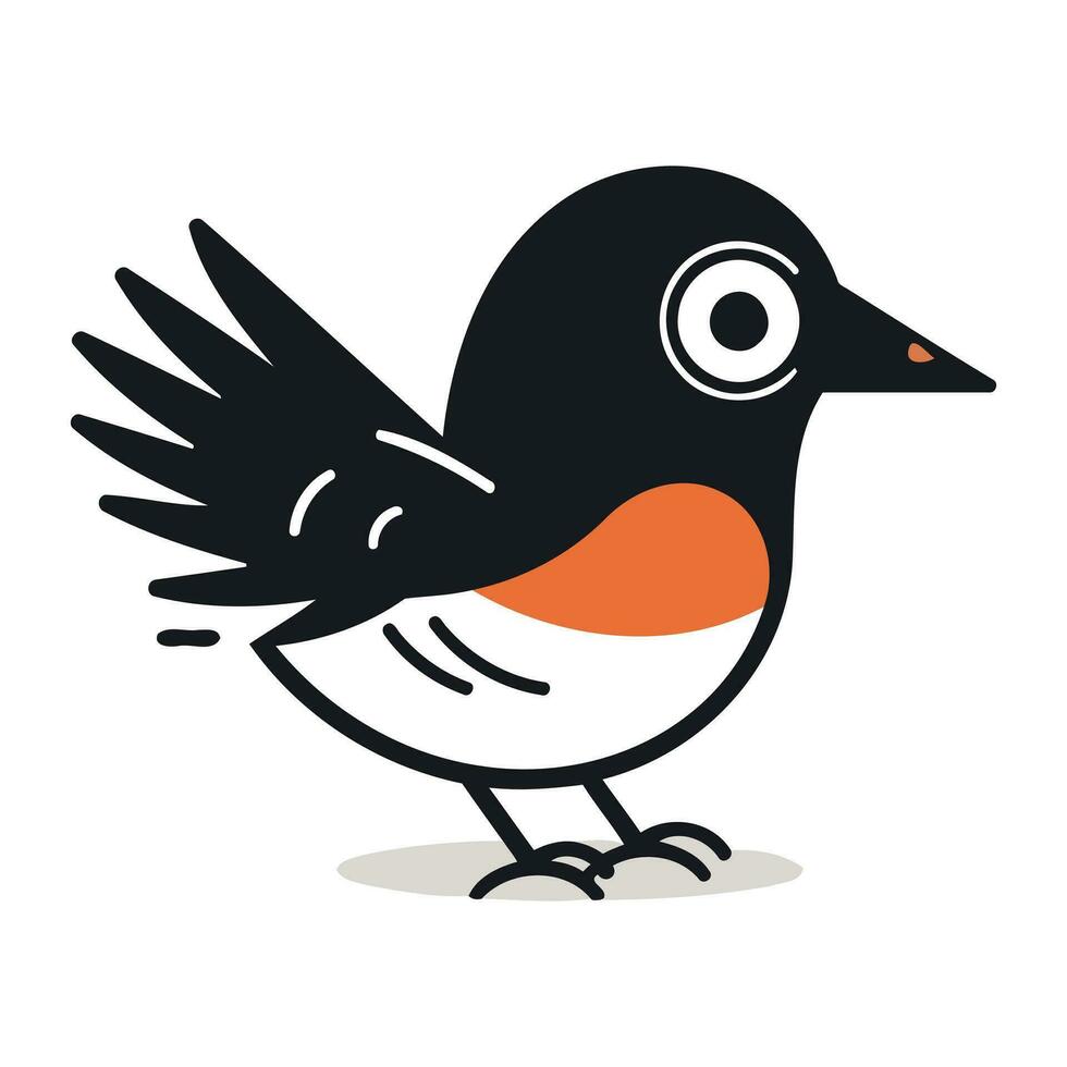 divertente nero e arancia uccello. vettore illustrazione nel cartone animato stile.