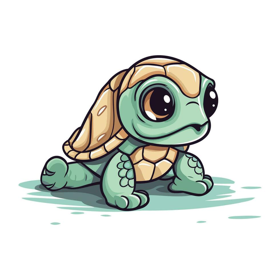 carino poco tartaruga cartone animato vettore illustrazione isolato su un' bianca sfondo.
