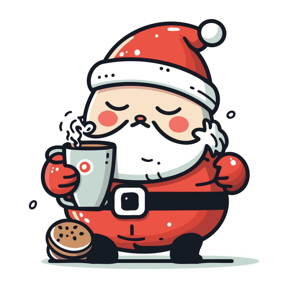 carino Santa Claus con caldo bere. vettore illustrazione.