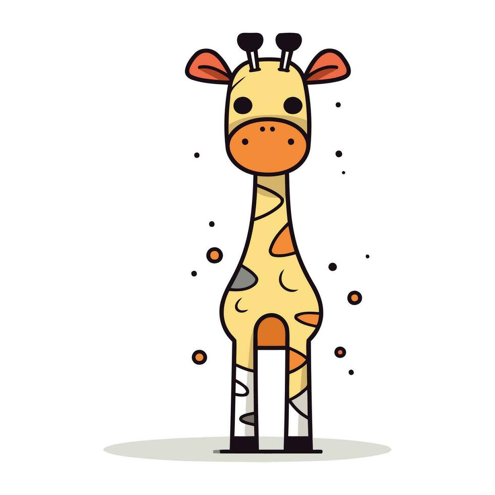 carino giraffa cartone animato personaggio vettore illustrazione su bianca sfondo.