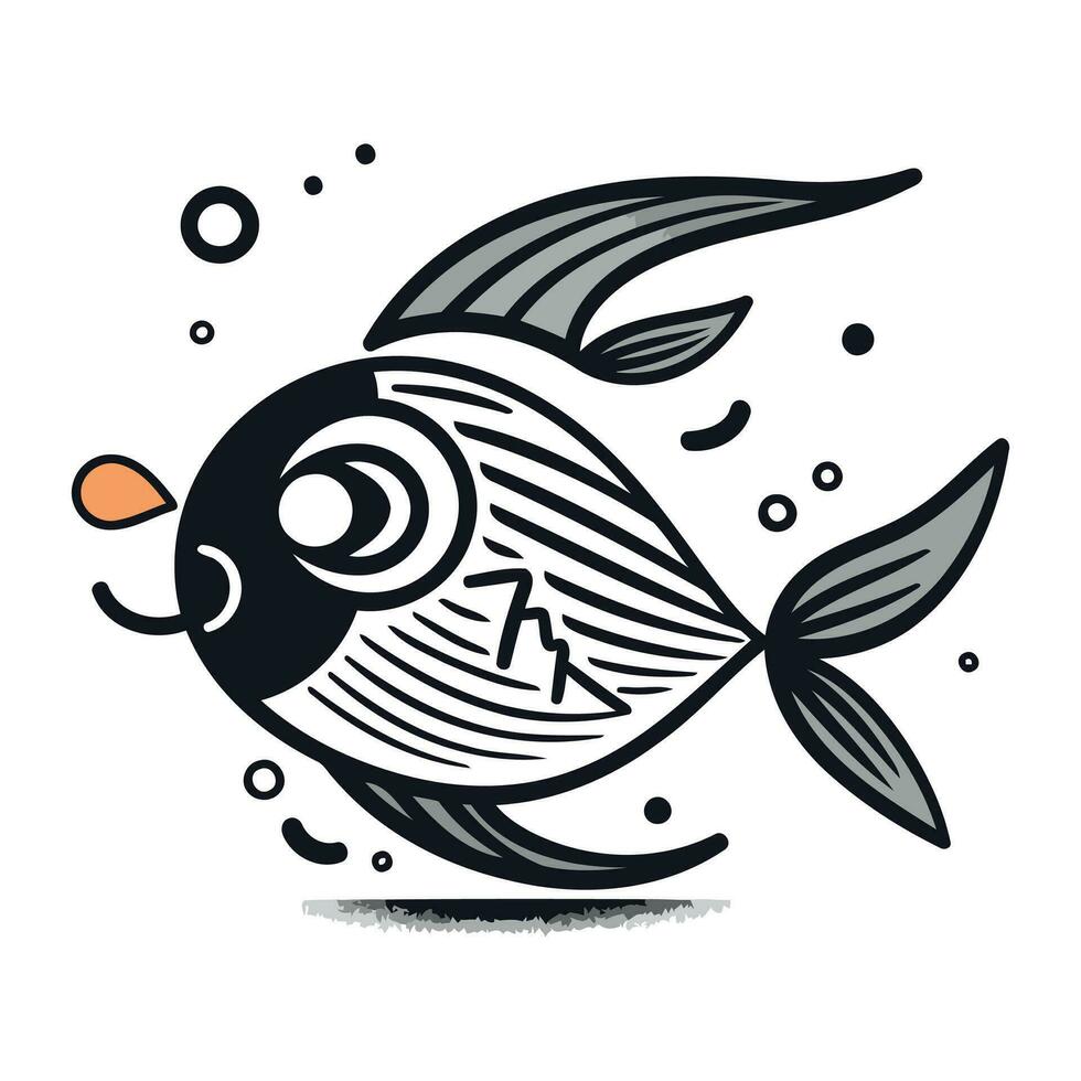 carino cartone animato pesce isolato su un' bianca sfondo. vettore illustrazione.