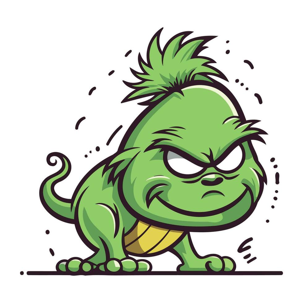 cartone animato verde mostro isolato su bianca sfondo. vettore illustrazione di arrabbiato mostro.