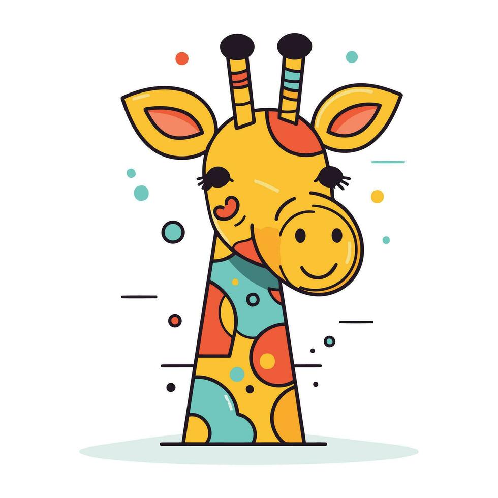 giraffa. carino cartone animato animale. piatto vettore illustrazione.