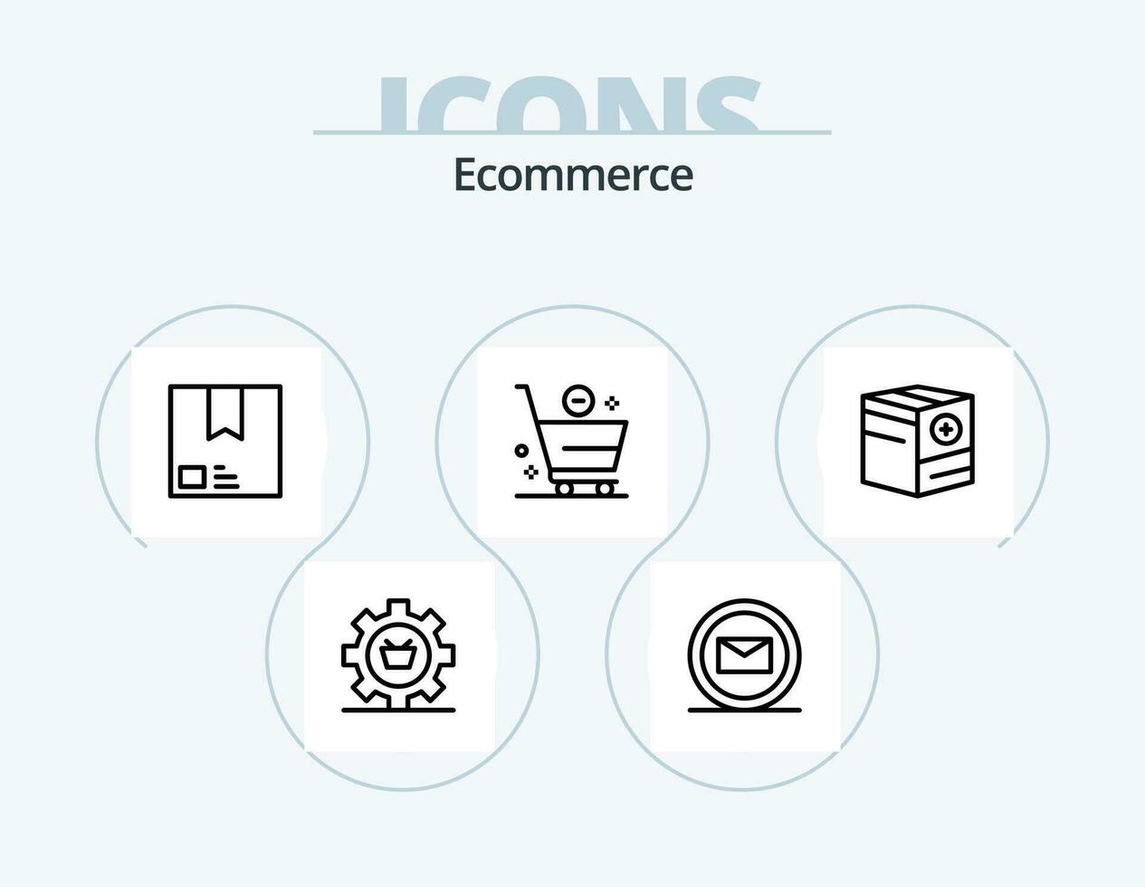 e-commerce linea icona imballare 5 icona design. pacchetto. consegnare. e. spedizione. commercio vettore