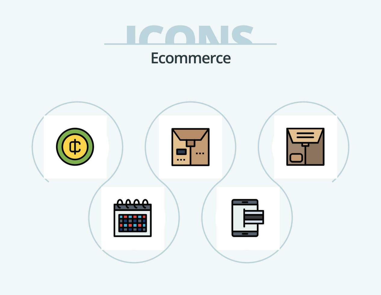 e-commerce linea pieno icona imballare 5 icona design. e-commerce. commercio. commercio. abbigliamento. e-commerce vettore