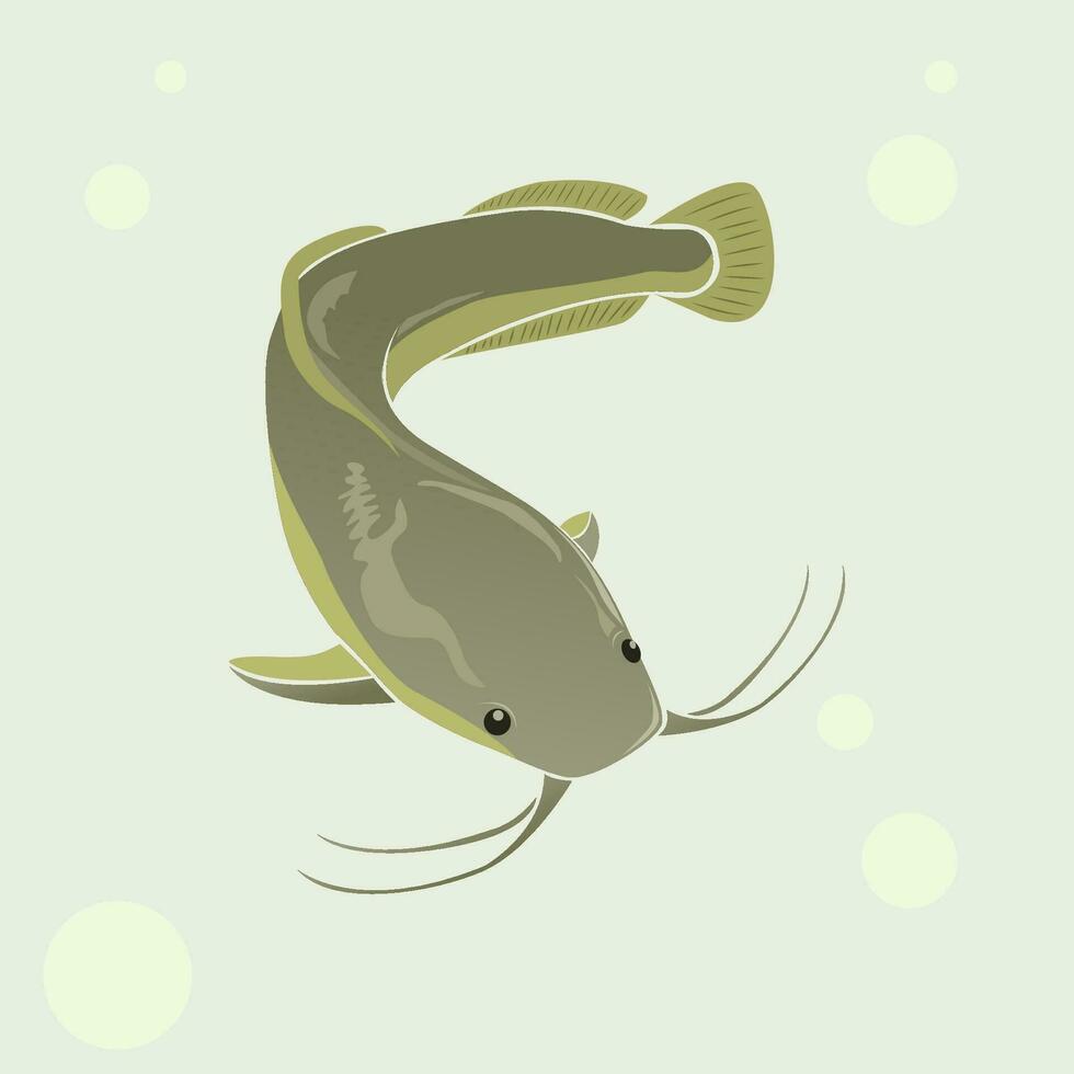 vettore illustrazione di pesce gatto, fatto semplice nel grigio